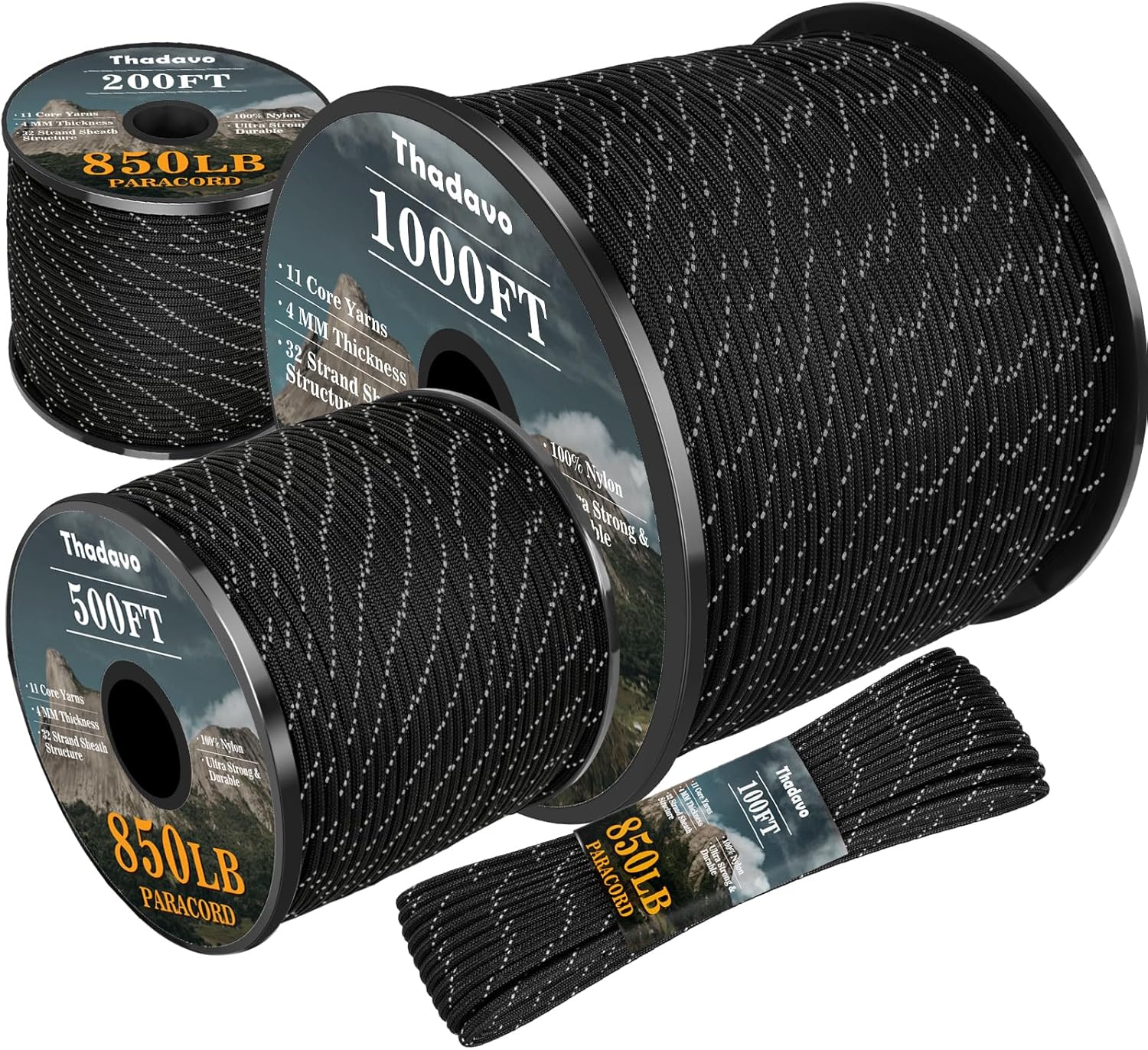 850lb Reflective Paracord Rope - Para Cord 1000Ft 评论和价格