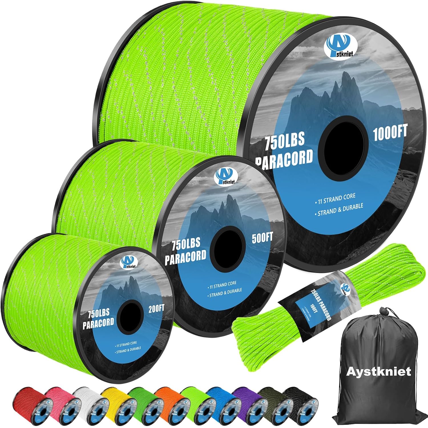 750lb Reflective Paracord Rope - Para Cord 1000Ft 评论和价格