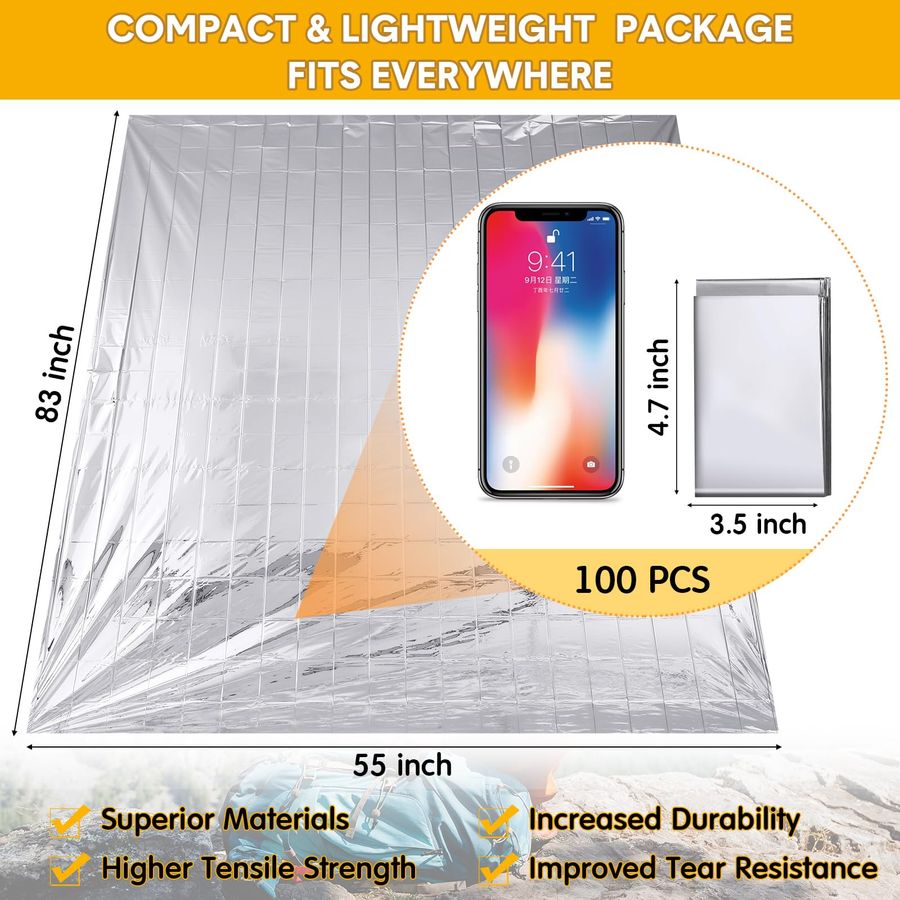 Pcs Emergency Blankets for Sur - Survival Blanket Reflective 评论和价格
