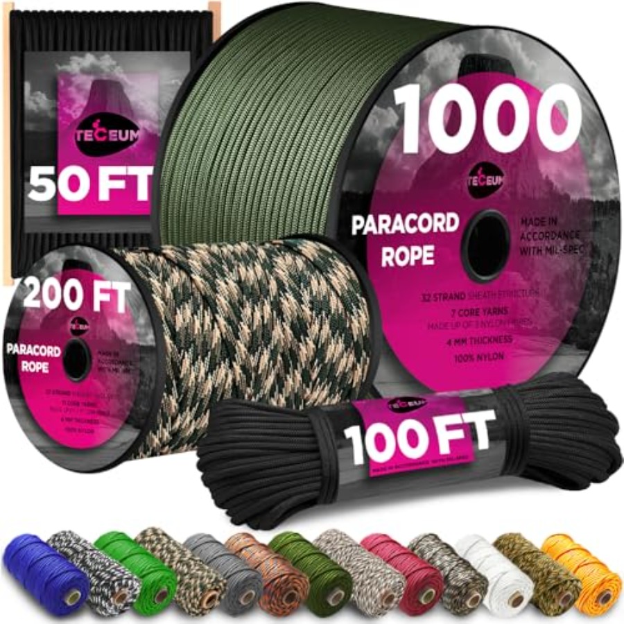 Paracord Rope 750 lb 1000ft/ 2 - Para Cord 1000Ft 评论和价格