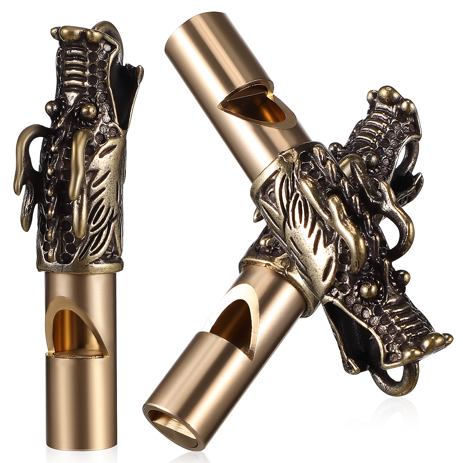 3Pcs Dragon Whistles Brass Vin - Emergency Whistle Loud 评论和价格